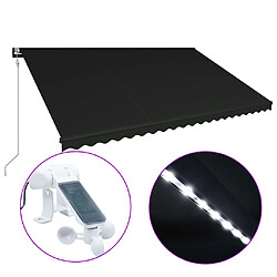 vidaXL Auvent rétractable capteur de vent et LED 500x300cm Anthracite