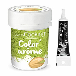 Scrapcooking Colorant alimentaire vert arôme pistache 10 g + Stylo glaçage noir