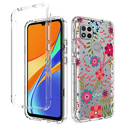 Coque en TPU anti-chute, transparent pour votre Xiaomi Redmi 9C/9C NFC - fleur et feuille