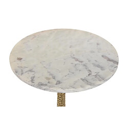 Acheter Pegane Table d'appoint ronde en marbre et aluminium coloris blanc doré - diamètre 40 x hauteur 61 cm