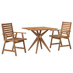 vidaXL Ensemble à manger de jardin 3 pcs Bois d'acacia solide