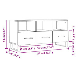 vidaXL Meuble TV chêne fumé 102x36x50 cm bois d'ingénierie pas cher