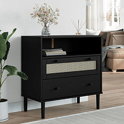 vidaXL Buffet SENJA aspect rotin noir 80x40x80 cm bois massif de pin