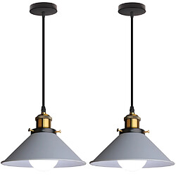 Stoex (2PCS) Lampe À Suspension Rétro Lustre Vintage Gris Ø22CM Plafonnier Industriel Lampes Suspendues Modernes Pour Restaurant Loft Cuisine Café E27