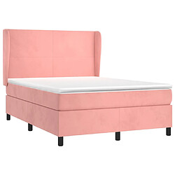 Avis Maison Chic Lit adulte- Lit + matelas,Sommier à lattes de lit avec matelas Rose 140x190 cm Velours -GKD74646