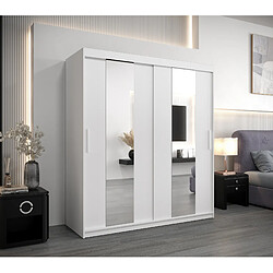 Abiks Meble Armoire Pole à portes coulissantes 200/180/62 2 portes (blanc/blanc)