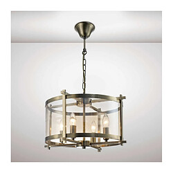 Luminaire Center Suspension Nolan Laiton antique 4 ampoules 48cm