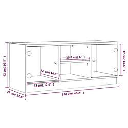 vidaXL Meuble TV avec portes en verre sonoma gris 102x37x42 cm pas cher