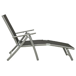 Avis Helloshop26 Transat chaise longue bain de soleil lit de jardin terrasse meuble d'extérieur pliable textilène et aluminium noir et argenté 02_0012887