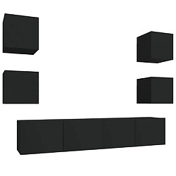 vidaXL Ensemble de meubles TV 6 pcs Noir Bois d'ingénierie