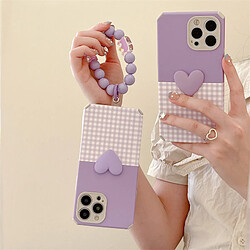 GUPBOO Étui pour iPhone13 chaîne de perles pour femmes couture coque de téléphone portable créative d'amour en trois dimensions