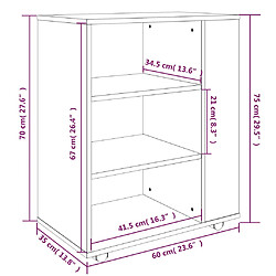 vidaXL Armoire roulante Chêne fumé 60x35x75 cm Bois d'ingénierie pas cher