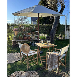 Beliani Parasol de jardin en bois avec toile beige clair d 270 cm TOSCANA