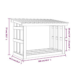 vidaXL Support pour bois de chauffage Gris 108x64,5x77 cm Bois de pin pas cher