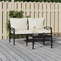 Maison Chic Lot de 2 Chaises de jardin,Fauteuil/Chaise d'extérieur avec coussins sable 62x75x79 cm acier -MN27989