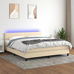 vidaXL Sommier à lattes de lit avec matelas LED Crème 180x200 cm Tissu