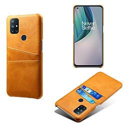 Coque en TPU + PU avec double porte-cartes orange pour votre OnePlus Nord N10 5G