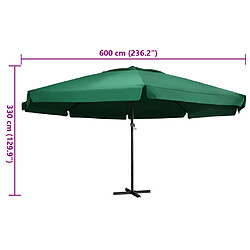 vidaXL Parasol de jardin avec mât en aluminium 600 cm vert pas cher