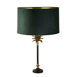 Searchlight Lampe de Table Laiton Antique, Noir, Abat-jour Velours Vert