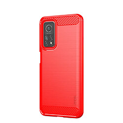 Mofi Coque en TPU fibre de carbone antisismique souple rouge pour votre Xiaomi Mi 10T 5G/Mi 10T Pro 5G