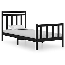 vidaXL Cadre de lit sans matelas noir 75x190 cm bois massif