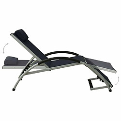 Maison Chic Chaise longue avec oreiller | Bain de soleil Relax | Transat textilène noir -GKD28205 pas cher