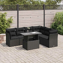 vidaXL Salon de jardin 7 pcs avec coussins noir résine tressée