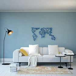 HOMEMANIA Décoration Murale Monde - Art Mural - pour Séjour, Chambre - Bleu en Acier, 100 x 0,15 x 58 cm