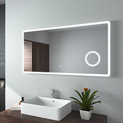 EMKE Miroir de salle de bain LED avec Loupe 3 Fois 120x60cm | Loupe 3x, Interrupteur Tactile | Lumière Blanche Froide 