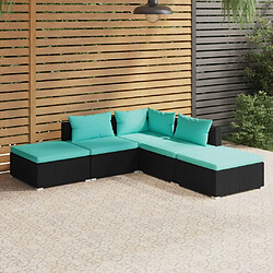 Maison Chic Salon de jardin 5 pcs + coussins - Mobilier/Meubles de jardin - Table et chaises d'extérieur Résine tressée Noir -MN62818