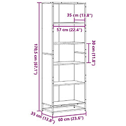 vidaXL Bibliothèque sonoma gris 60x35x170,5 cm bois d'ingénierie pas cher