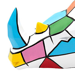 Statuette Silhouette Décorative Tête Rhinocéros Kuatéh en Polyrésine 20x20x16 cm Multicolore pas cher