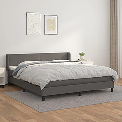 vidaXL Sommier à lattes de lit avec matelas Gris 160x200 cm Similicuir