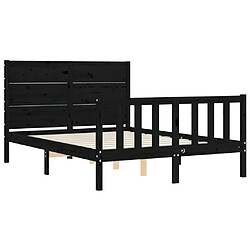 Maison Chic Lit adulte - Cadre Structure de lit avec tête de lit Contemporain noir 120x200 cm bois massif -MN74783 pas cher