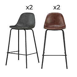 Rendez Vous Deco Pack 4 chaises pour îlot central Henrik marron et gris/noir 65 cm