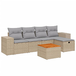 vidaXL Salon de jardin avec coussins 6pcs mélange beige résine tressée