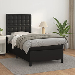 vidaXL Sommier à lattes de lit avec matelas Noir 90x200 cm Similicuir