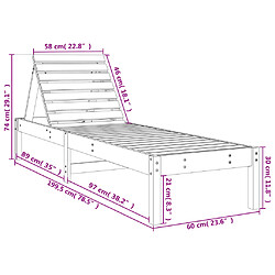 vidaXL Chaises longues lot de 2 199,5x60x74 cm bois massif de douglas pas cher