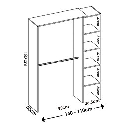 Pegane Kit armoire dressing d'angle en bois mélaminé coloris blanc - Longueur 228 x Profondeur 79 x Hauteur 187 cm