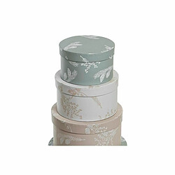 Avis Jeu de Caisses de Rangement Empilables DKD Home Decor Beige Marron Vert Carton (37,5 x 37,5 x 18 cm)