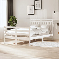 vidaXL Cadre de lit sans matelas blanc bois massif