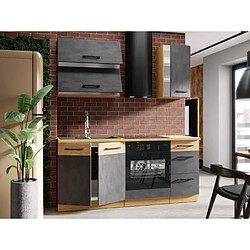 Avis Cstore Cuisine complete ROCK L180 cm - 5 éléments + meuble four - Mélaminé décor chene lancelot et gris matera - Plan de travail non