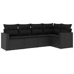 Maison Chic Salon de jardin 5 pcs avec coussins | Ensemble de Table et chaises | Mobilier d'Extérieur noir résine tressée -GKD66769