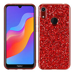 Wewoo Coque TPU antichoc en poudre pailletée pour Huawei Honor Play 8A rouge