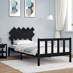 Maison Chic Lit adulte - Cadre de lit et tête de lit,Structure du lit Contemporain pour chambre noir 100x200 cm bois massif -MN80713