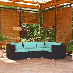 Maison Chic Salon de jardin 4 pcs + coussins - Mobilier/Meubles de jardin - Table et chaises d'extérieur Résine tressée Noir -MN94335