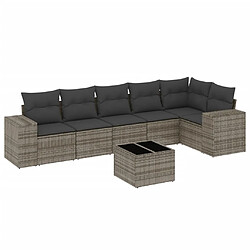 Maison Chic Salon de jardin avec coussins 7 pcs | Ensemble de Table et chaises | Mobilier d'Extérieur gris résine tressée -GKD39825