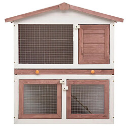 Helloshop26 Clapier cage d'extérieur 3 portes 94 x 60 x 98 cm bois marron 02_0000590