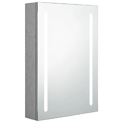 Maison Chic Armoire de salle de bain,Meuble de rangement,Meuble haut à miroir LED gris béton 50x13x70 cm -GKD370633