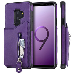 Wewoo Coque Pour Galaxy S9 Plus Etui de protection antichoc couleur solide à double boucle et fermeture à glissière violet